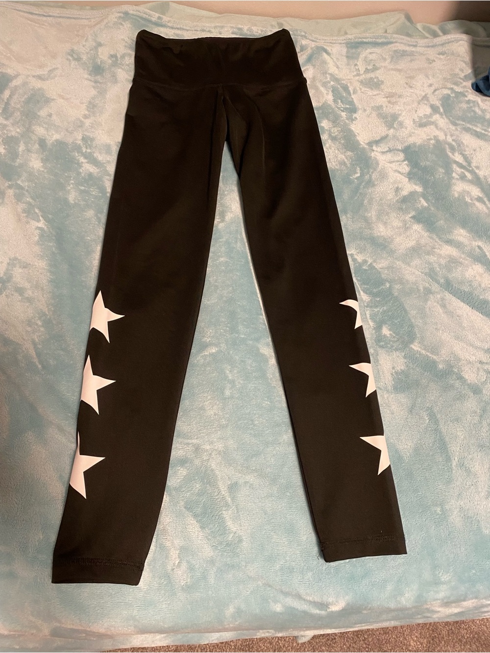 NWOT STRUT THIS Black Leggings with White Star Print